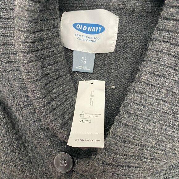 New Old Navy Men's Dark Gray Shawl Collar Wool Blend Sweater  Size XL/TG Grandpa - Picture 4 of 15